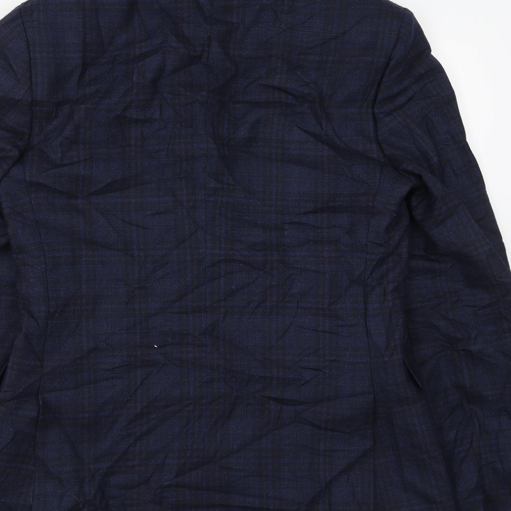 Marks and Spencer Mens Blue Check  Jacket Suit Jacket Size 36  - Tailored fit