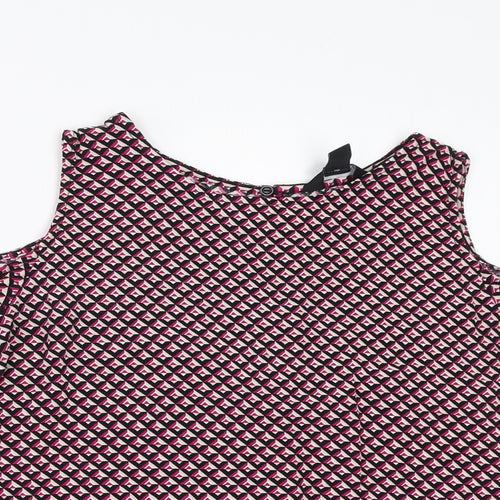New Look Womens Pink Geometric  Basic Blouse Size 6  - cold Shoulder