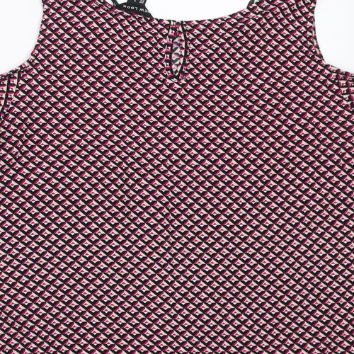 New Look Womens Pink Geometric  Basic Blouse Size 6  - cold Shoulder