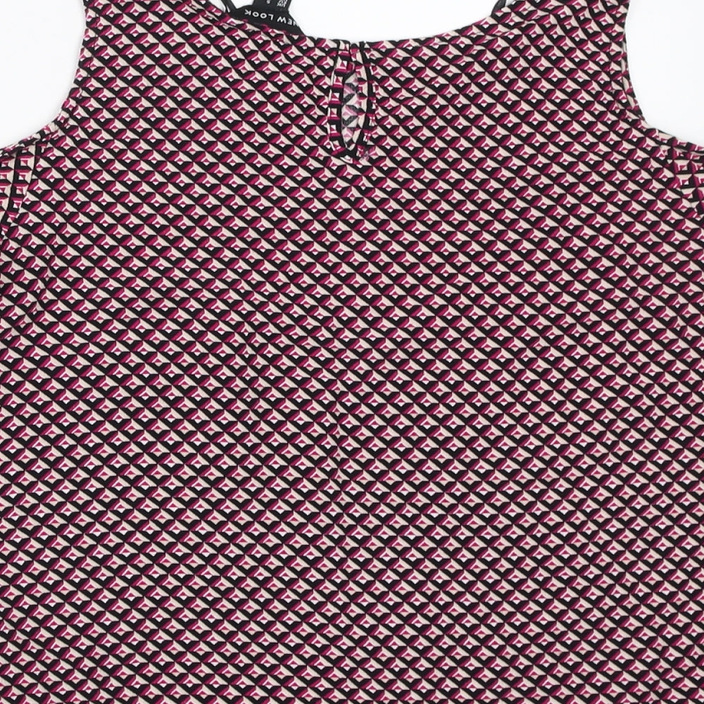 New Look Womens Pink Geometric  Basic Blouse Size 6  - cold Shoulder
