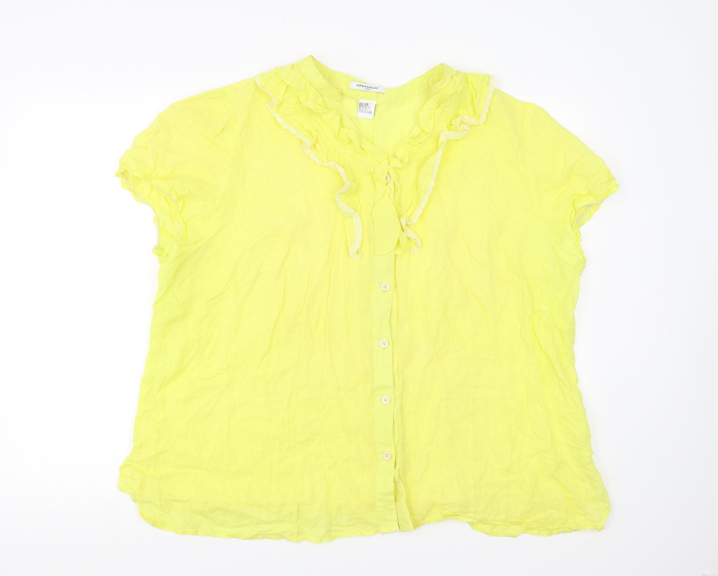 Richard Malcolm Womens Yellow   Basic Blouse Size 2XL