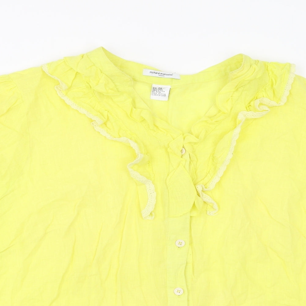 Richard Malcolm Womens Yellow   Basic Blouse Size 2XL