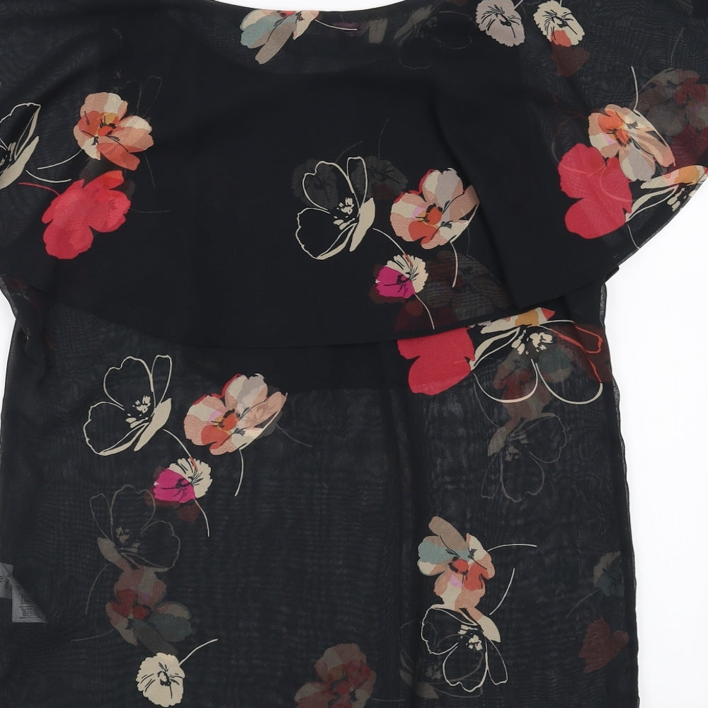 Dorothy Perkins Womens Black Floral  Basic Blouse Size 10  - sheer