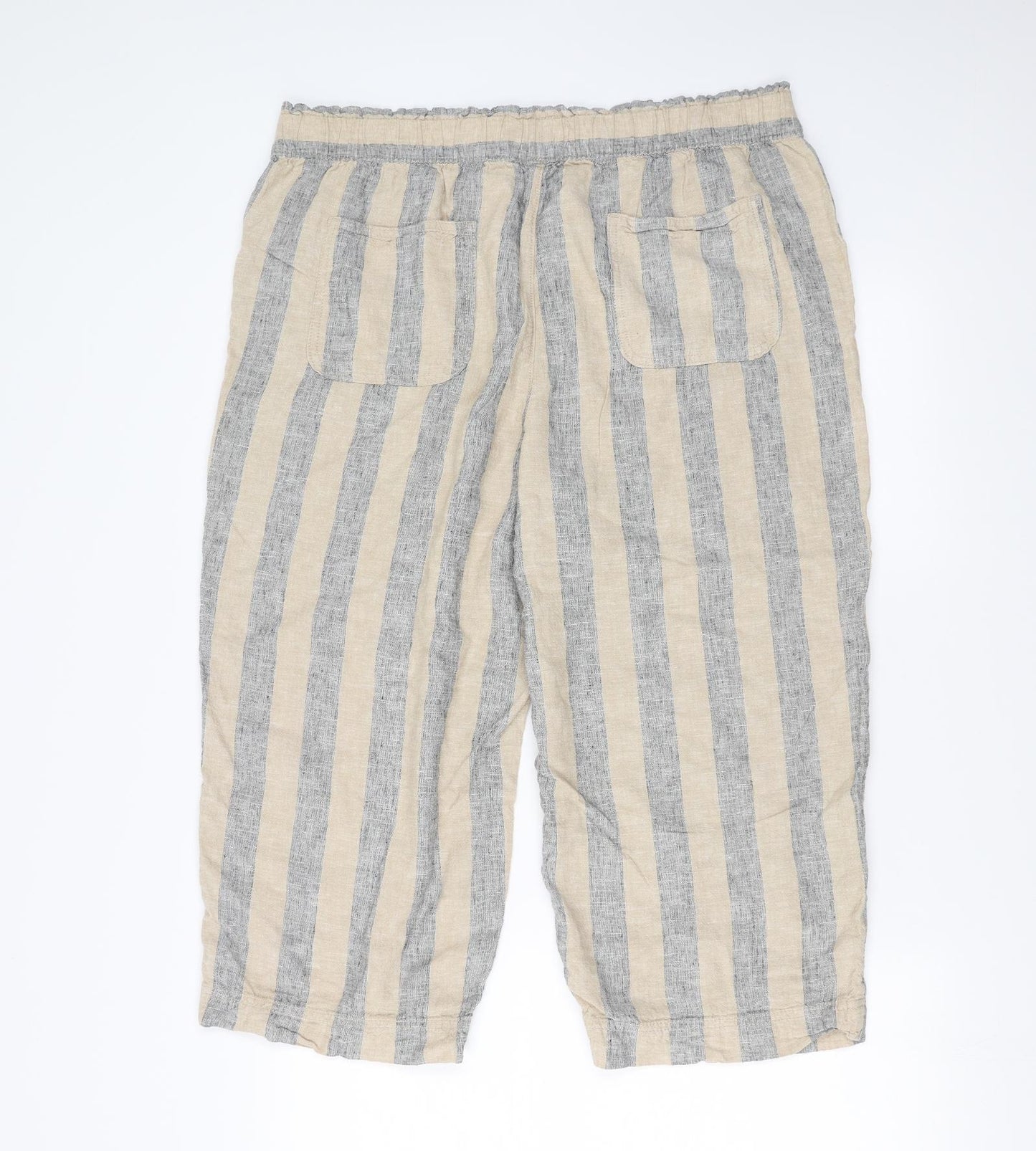 Sainsburys Womens Grey Striped  Cropped Trousers Size 18 L20 in
