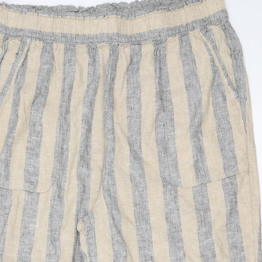 Sainsburys Womens Grey Striped  Cropped Trousers Size 18 L20 in