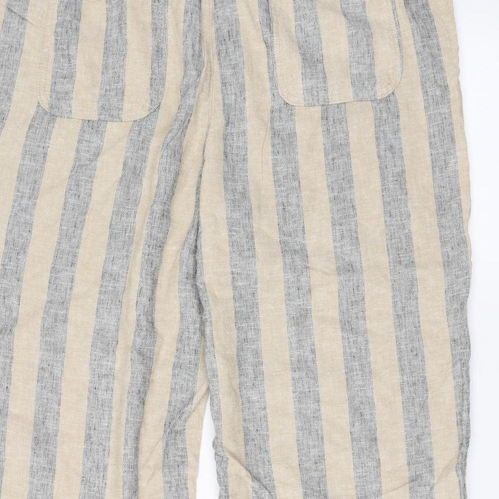 Sainsburys Womens Grey Striped  Cropped Trousers Size 18 L20 in