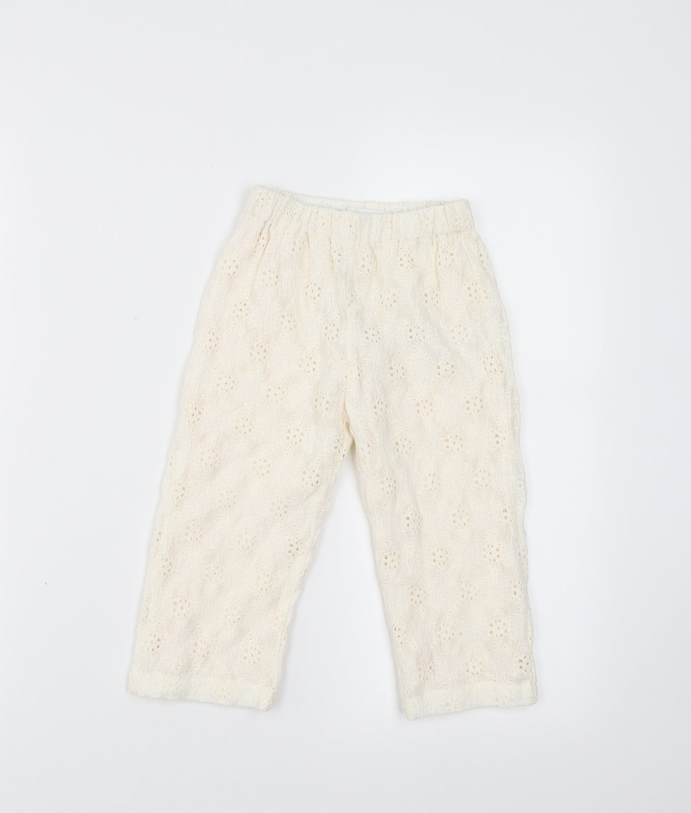 Zara Girls Ivory Floral   Trousers Size 2-3 Years - crochet detail