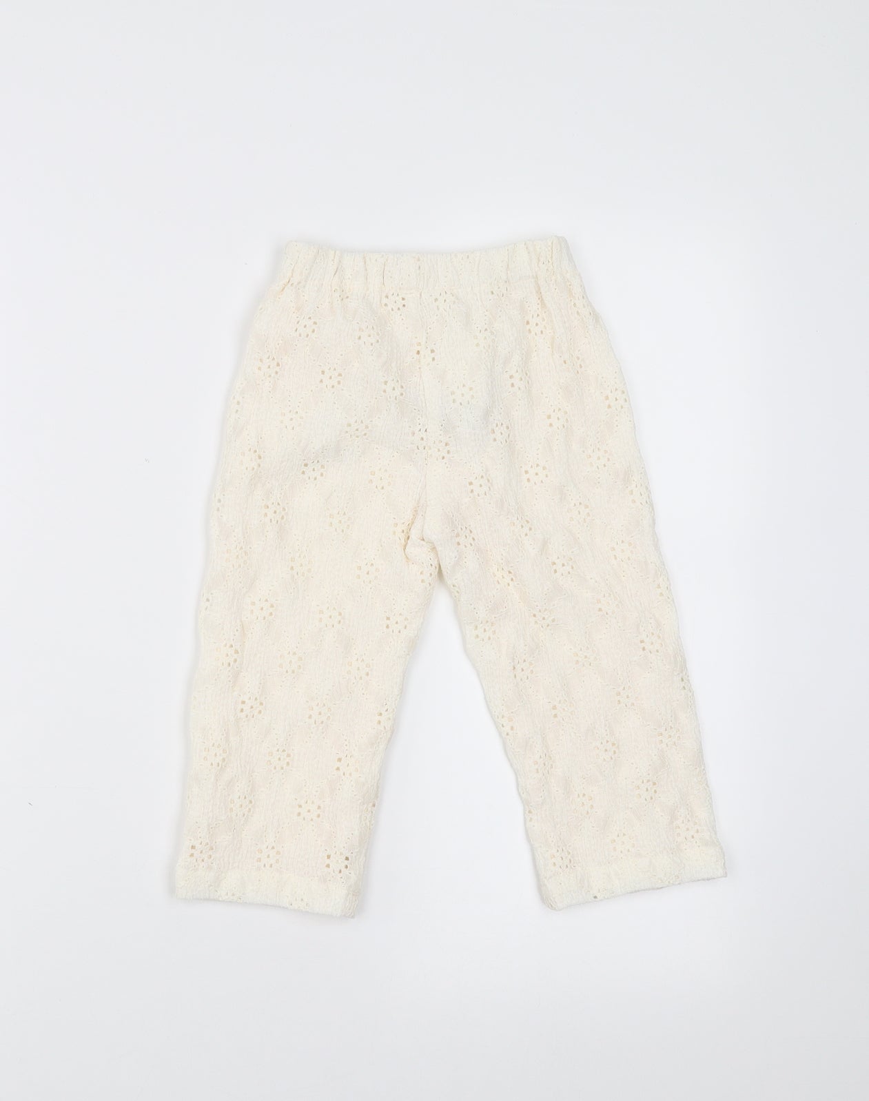 Zara Girls Ivory Floral   Trousers Size 2-3 Years - crochet detail