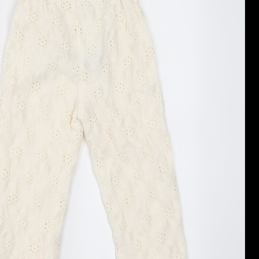 Zara Girls Ivory Floral   Trousers Size 2-3 Years - crochet detail
