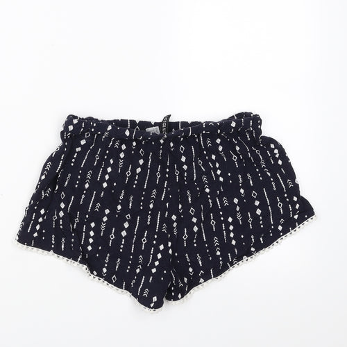 Divided by H&M Womens Blue Geometric  Hot Pants Shorts Size 8