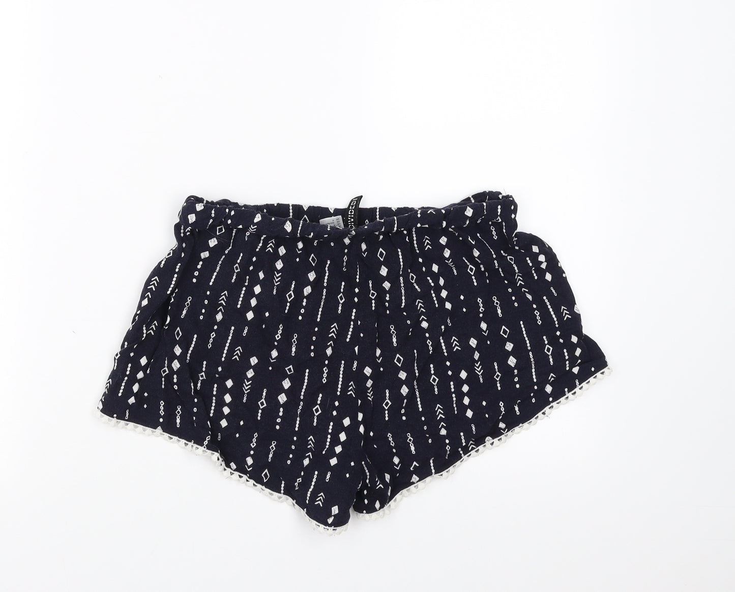 Divided by H&M Womens Blue Geometric  Hot Pants Shorts Size 8