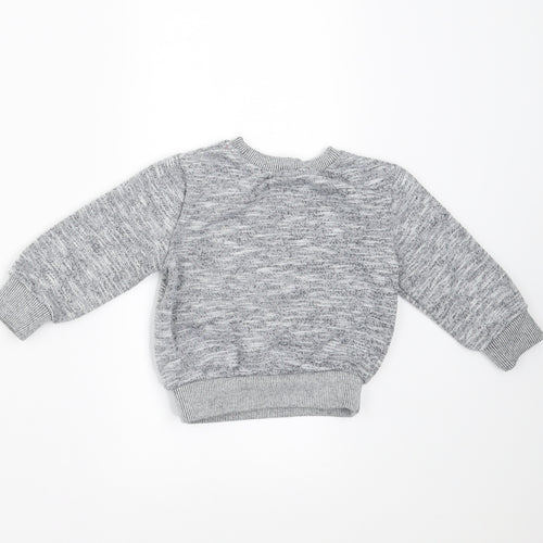 Mini Rebel Baby Grey   Pullover Jumper Size 9-12 Months  - monster face