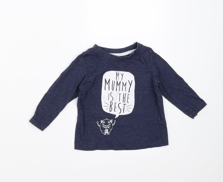 Mini Rebel Boys Blue Basic T-Shirt Size 9-12 Months - my mummy is the best
