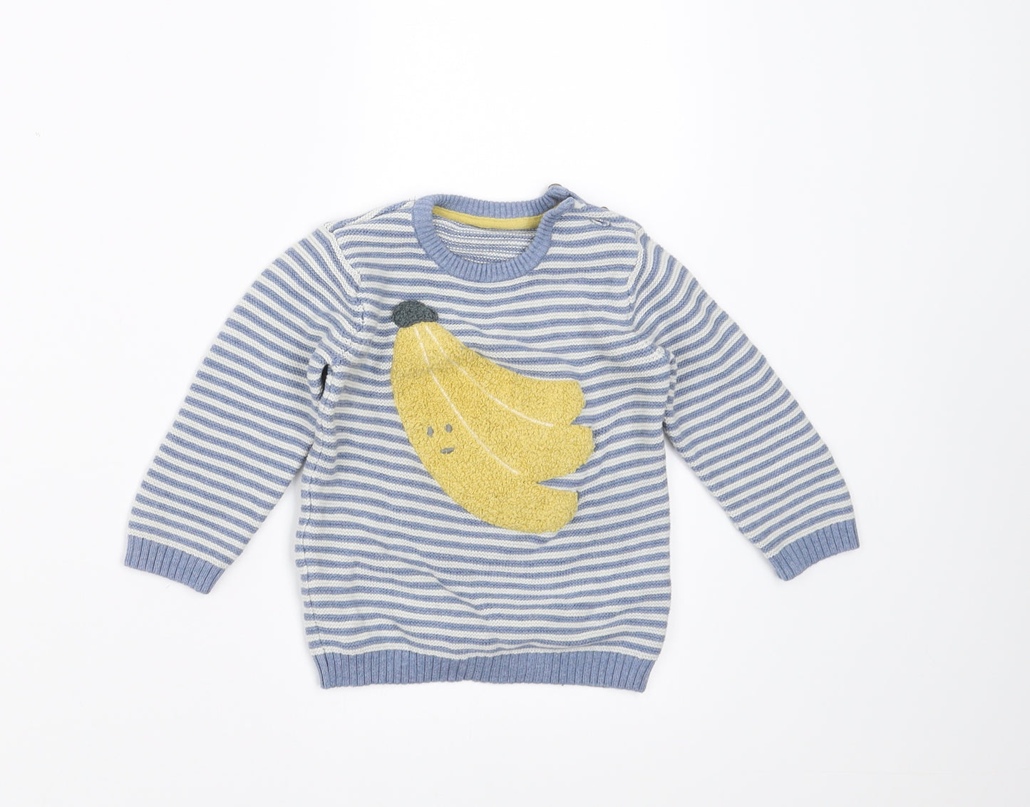 Marks and Spencer Boys Blue Striped  Pullover Jumper Size 9-12 Months  - bananas