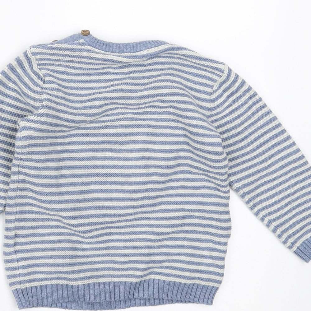 Marks and Spencer Boys Blue Striped  Pullover Jumper Size 9-12 Months  - bananas