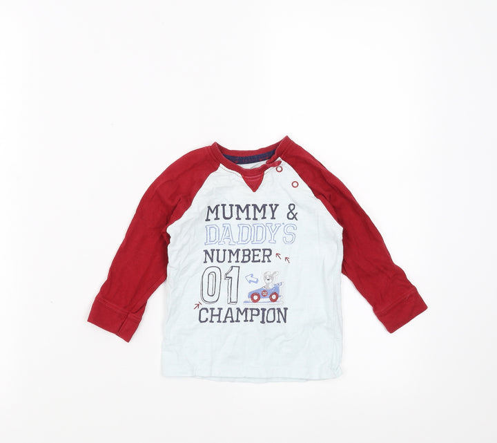George Boys Blue   Basic T-Shirt Size 9-12 Months  - number 1 champion