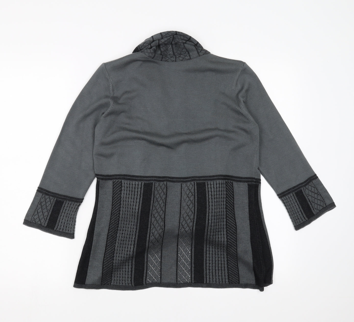 Marks and Spencer Womens Grey Geometric  Cardigan Jumper Size 12