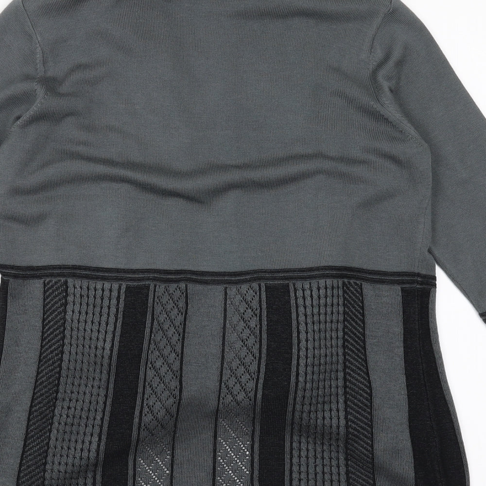Marks and Spencer Womens Grey Geometric  Cardigan Jumper Size 12