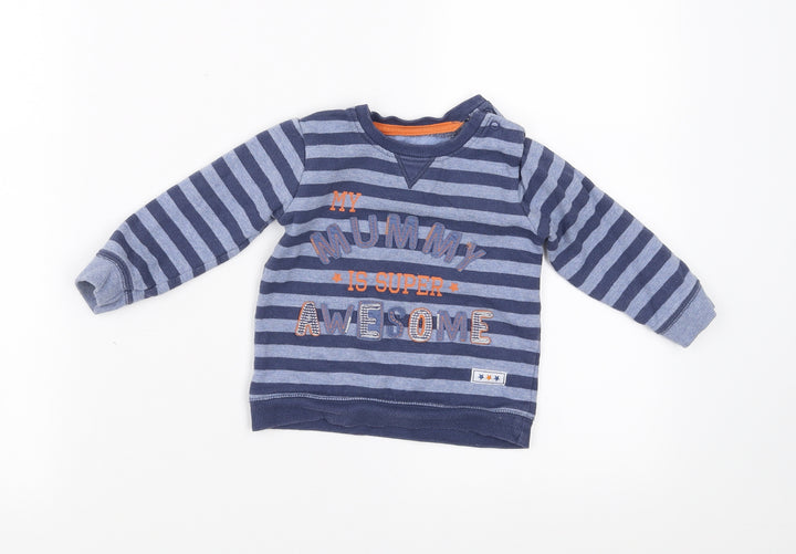 George Boys Blue Striped Pullover Jumper Size 9-12 Months - my mummy is super awesome
