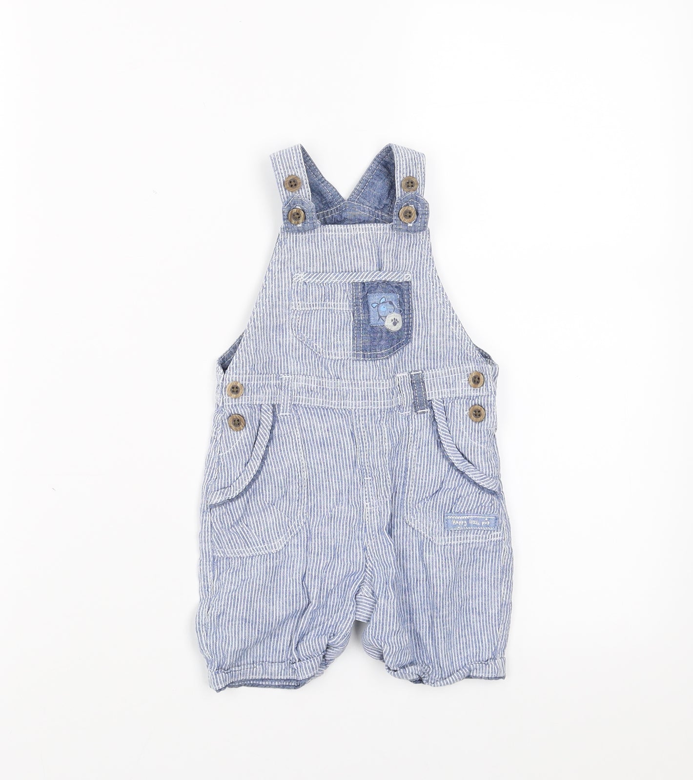 George Baby Blue Striped Denim Dungaree Outfit/Set Size 9-12 Months
