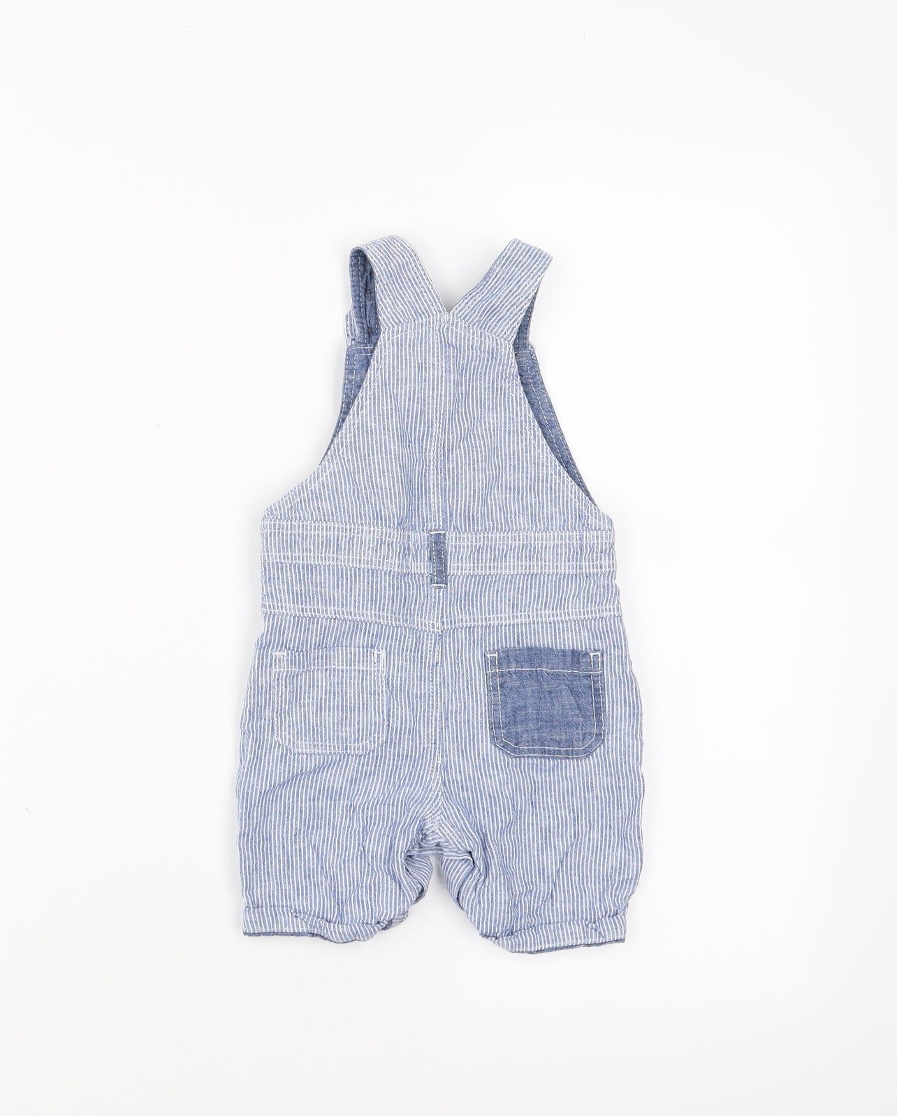 George Baby Blue Striped Denim Dungaree Outfit/Set Size 9-12 Months