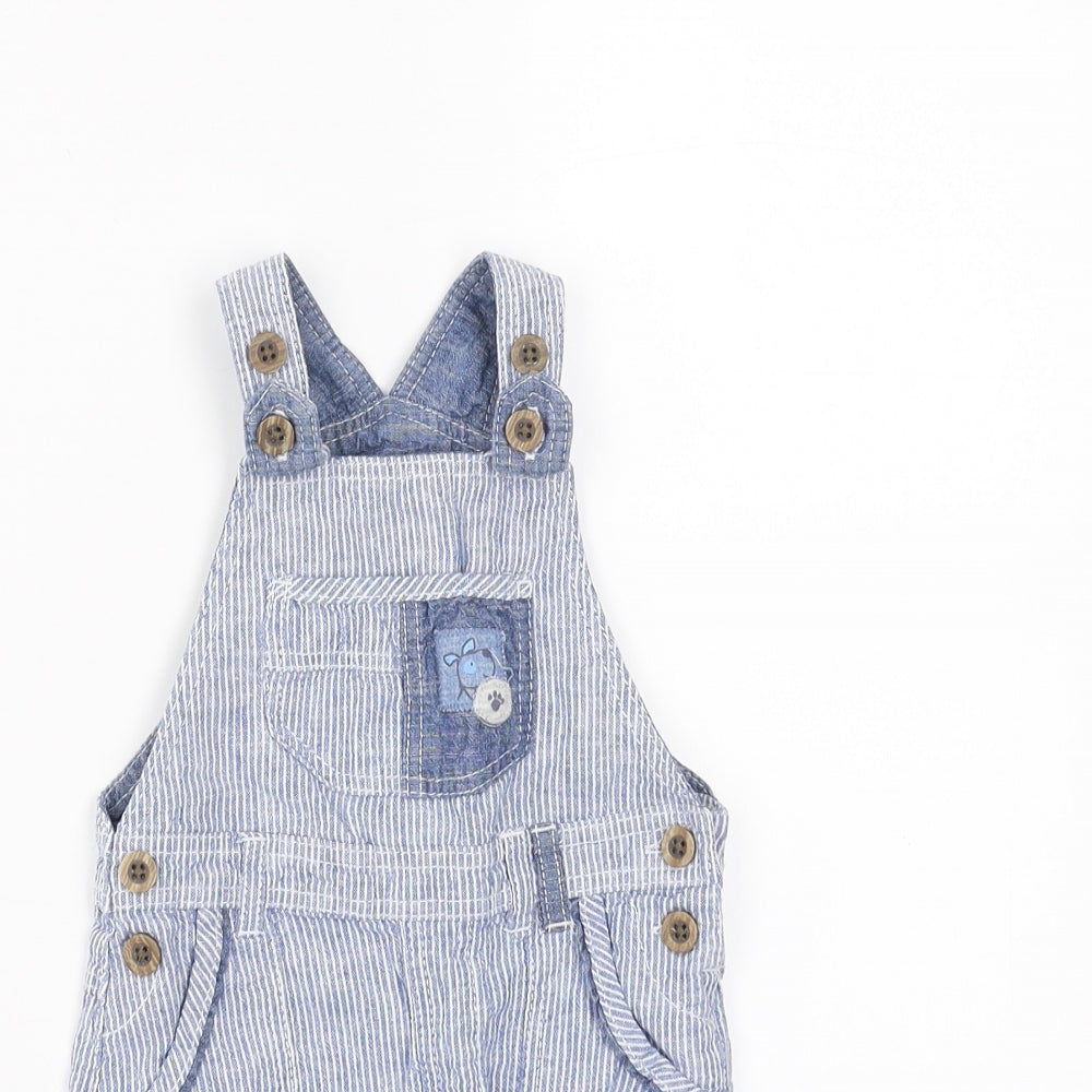 George Baby Blue Striped Denim Dungaree Outfit/Set Size 9-12 Months
