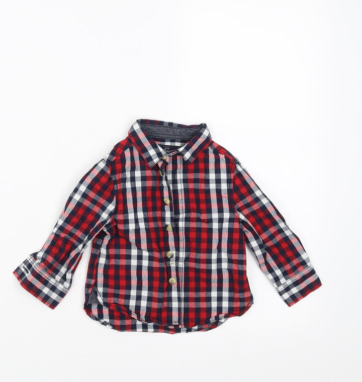 Mini Rebel Boys Blue Check  Basic Button-Up Size 9-12 Months