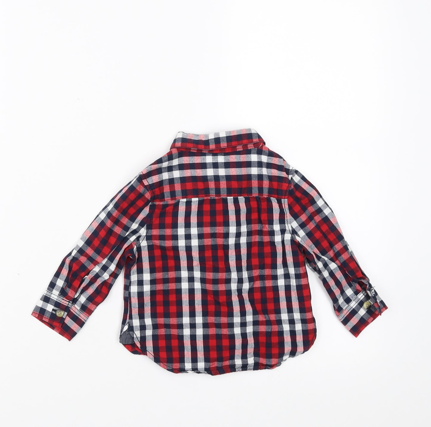 Mini Rebel Boys Blue Check  Basic Button-Up Size 9-12 Months
