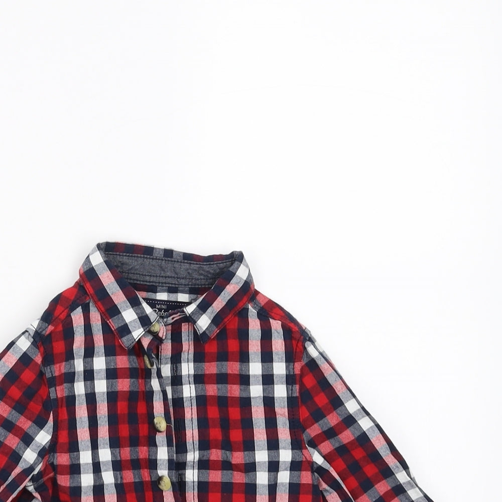Mini Rebel Boys Blue Check  Basic Button-Up Size 9-12 Months