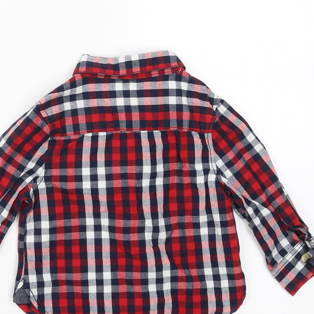 Mini Rebel Boys Blue Check  Basic Button-Up Size 9-12 Months
