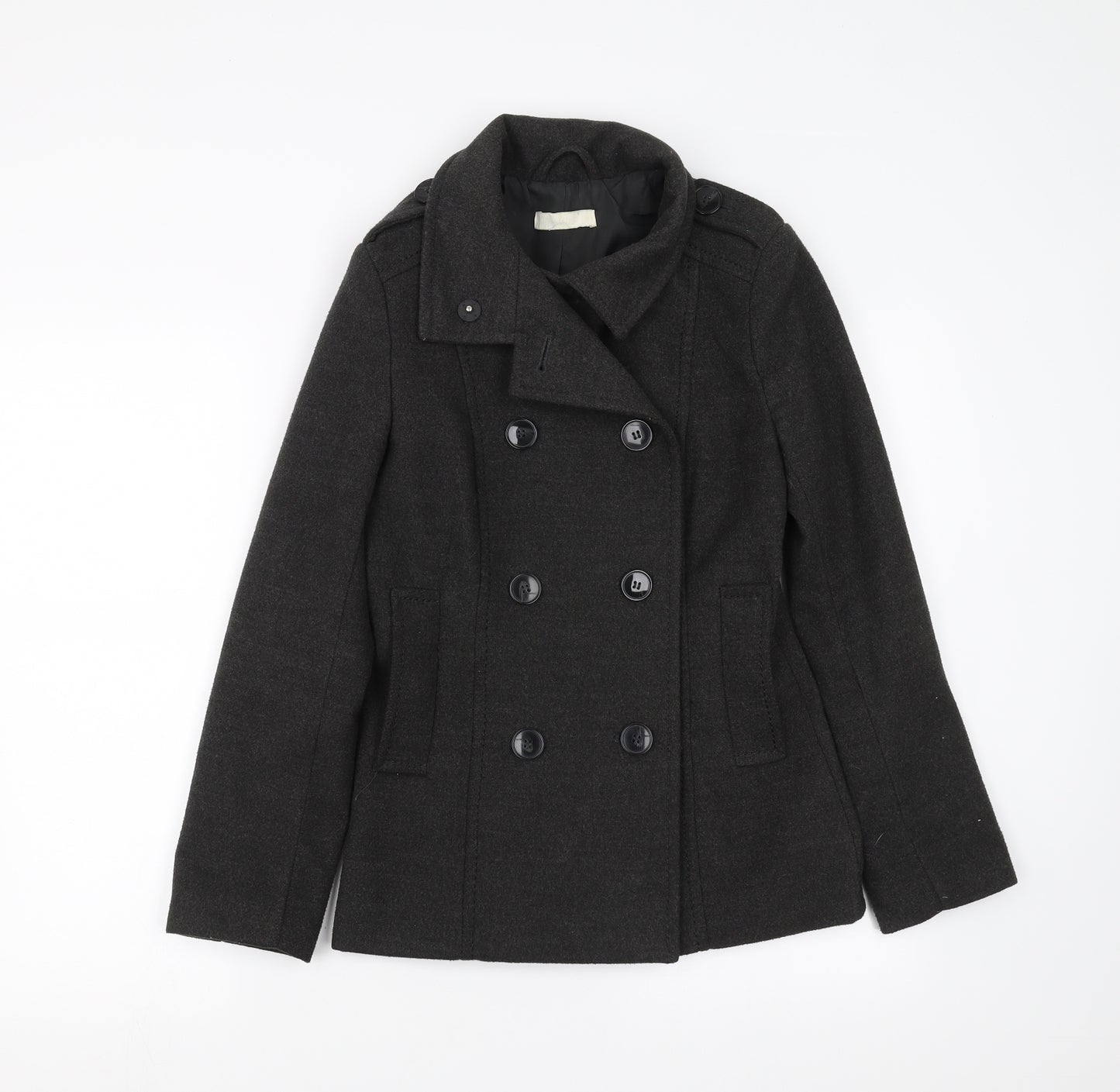 H&M Womens Grey   Pea Coat Coat Size S