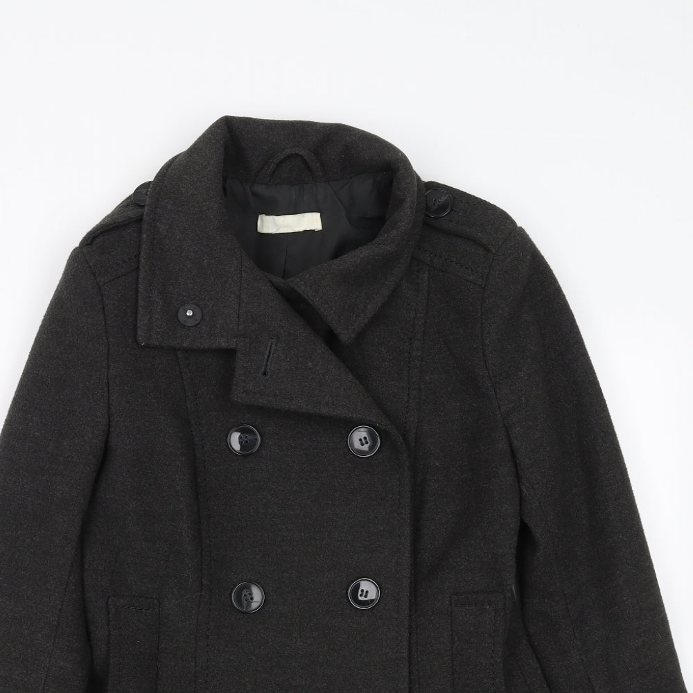 H&M Womens Grey   Pea Coat Coat Size S