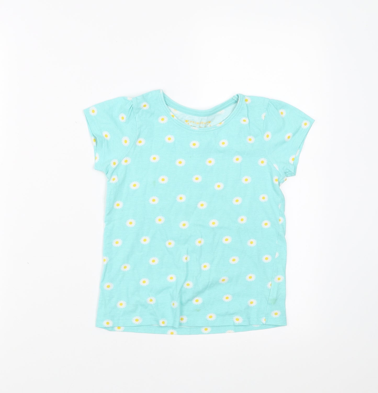 Primark Girls Green Floral  Basic T-Shirt Size 6-7 Years