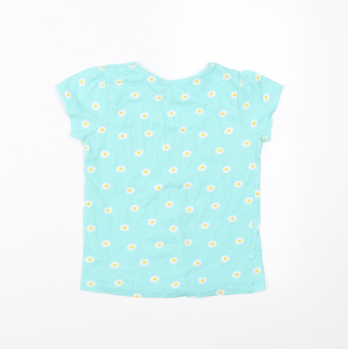 Primark Girls Green Floral  Basic T-Shirt Size 6-7 Years