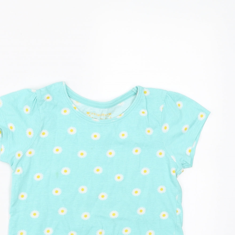 Primark Girls Green Floral  Basic T-Shirt Size 6-7 Years