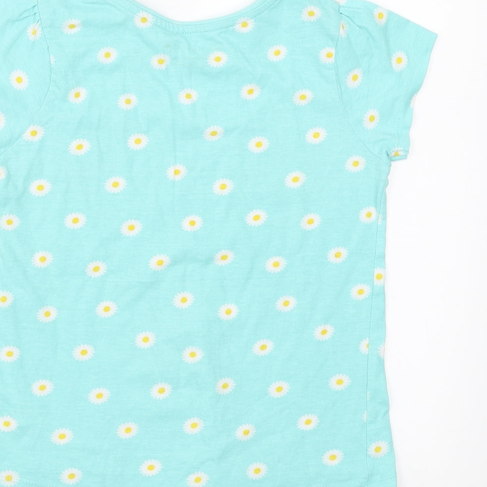 Primark Girls Green Floral  Basic T-Shirt Size 6-7 Years