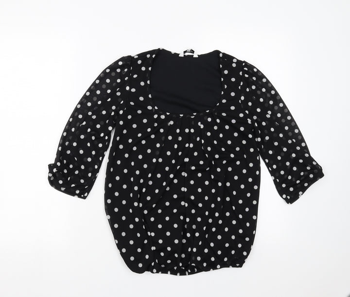 New Look Womens Black Polka Dot  Basic Blouse Size 8
