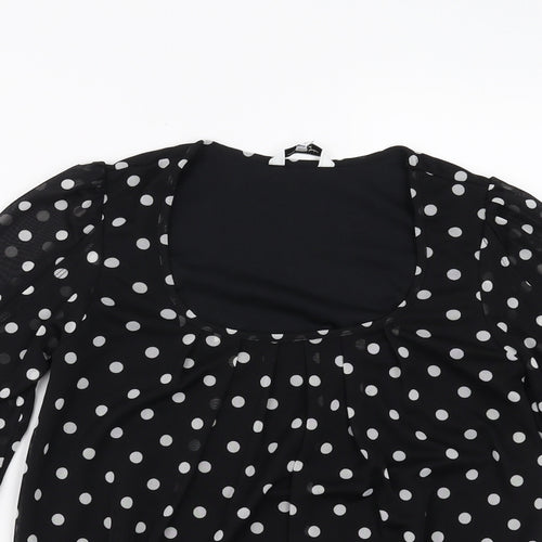 New Look Womens Black Polka Dot  Basic Blouse Size 8