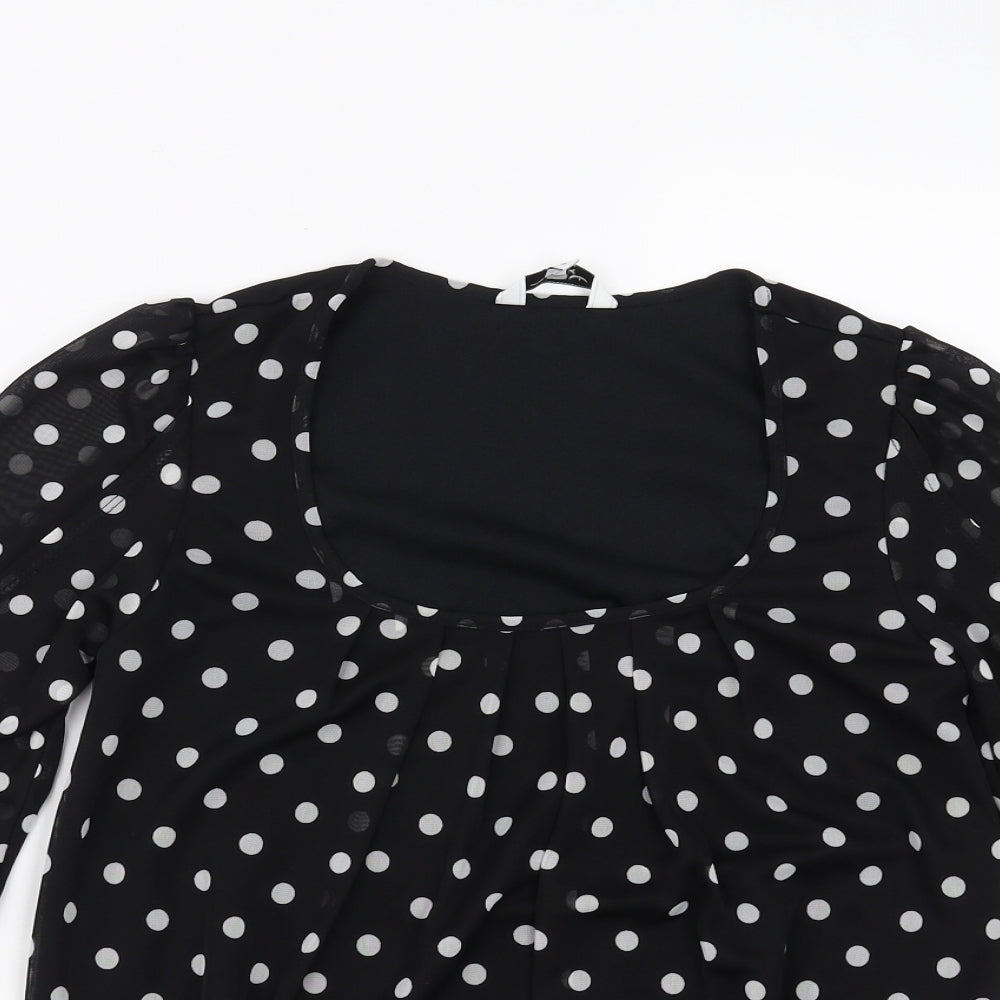 New Look Womens Black Polka Dot  Basic Blouse Size 8
