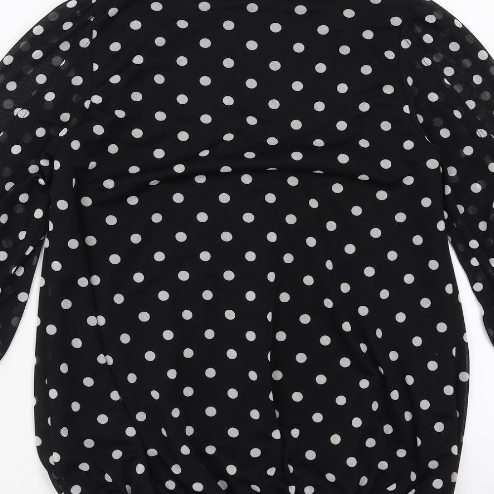 New Look Womens Black Polka Dot  Basic Blouse Size 8
