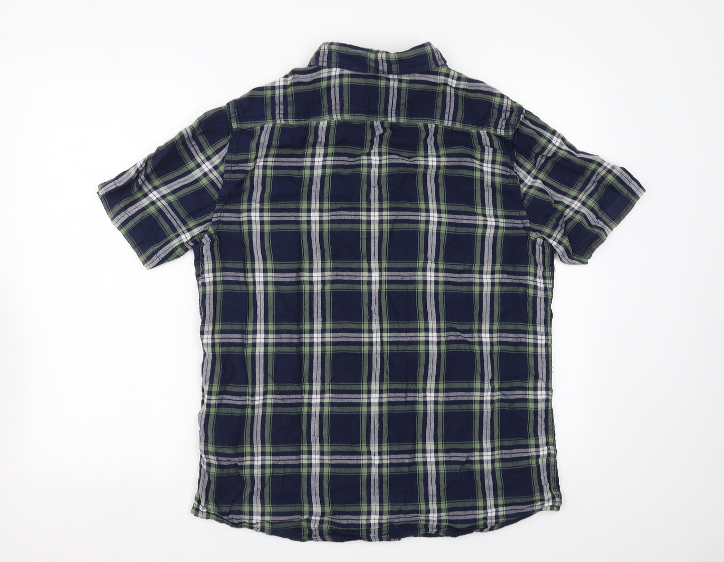 George Mens Blue Check   Button-Up Size M