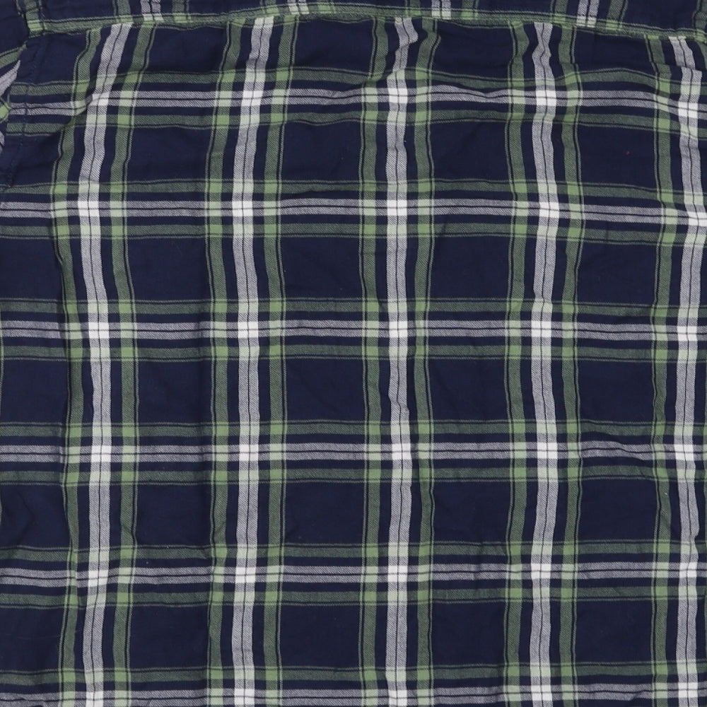 George Mens Blue Check   Button-Up Size M