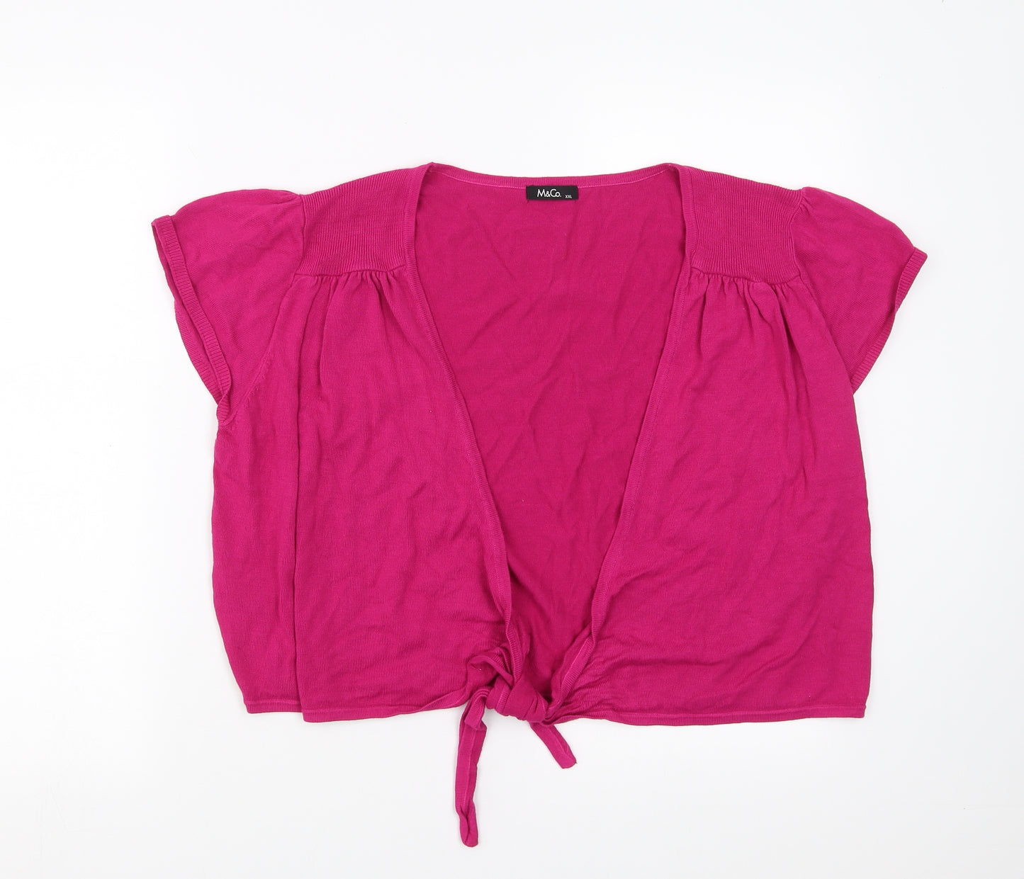 M&Co Womens Pink   Shrug Jumper Size 2XL  - tie Front Detail