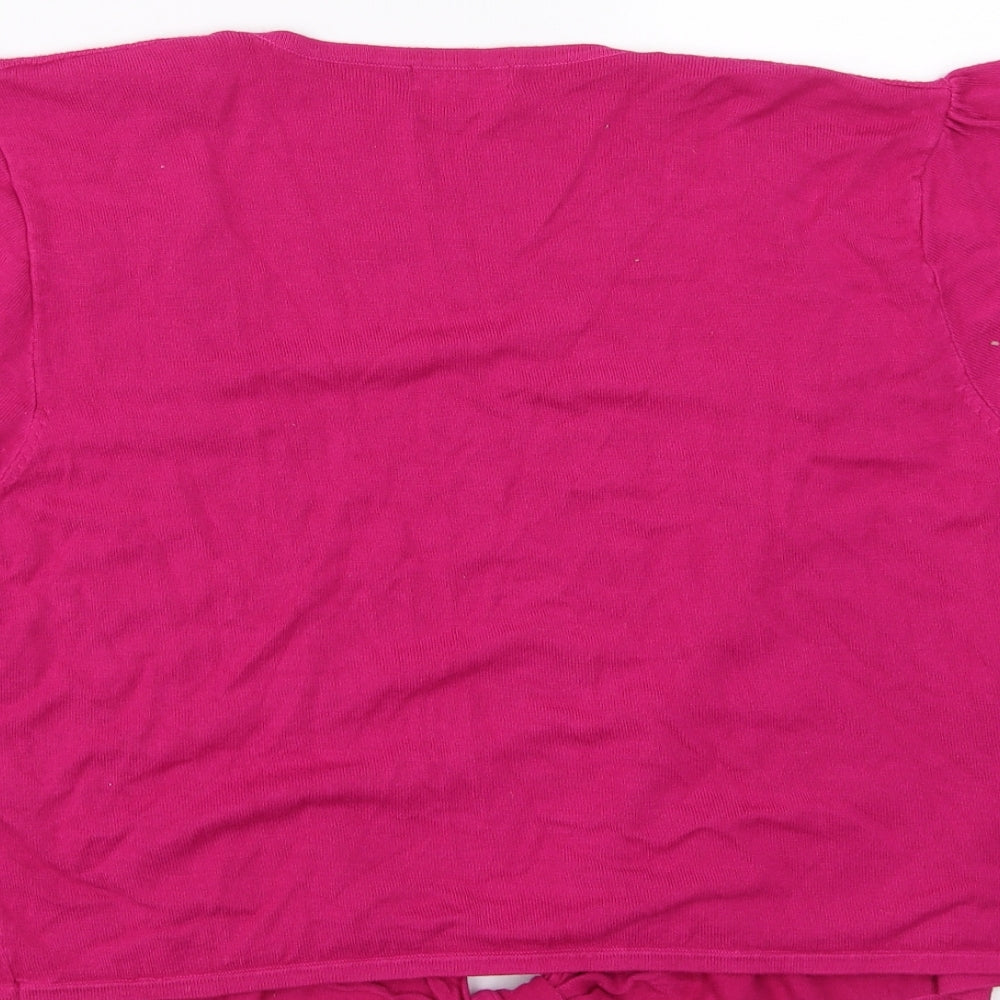 M&Co Womens Pink   Shrug Jumper Size 2XL  - tie Front Detail