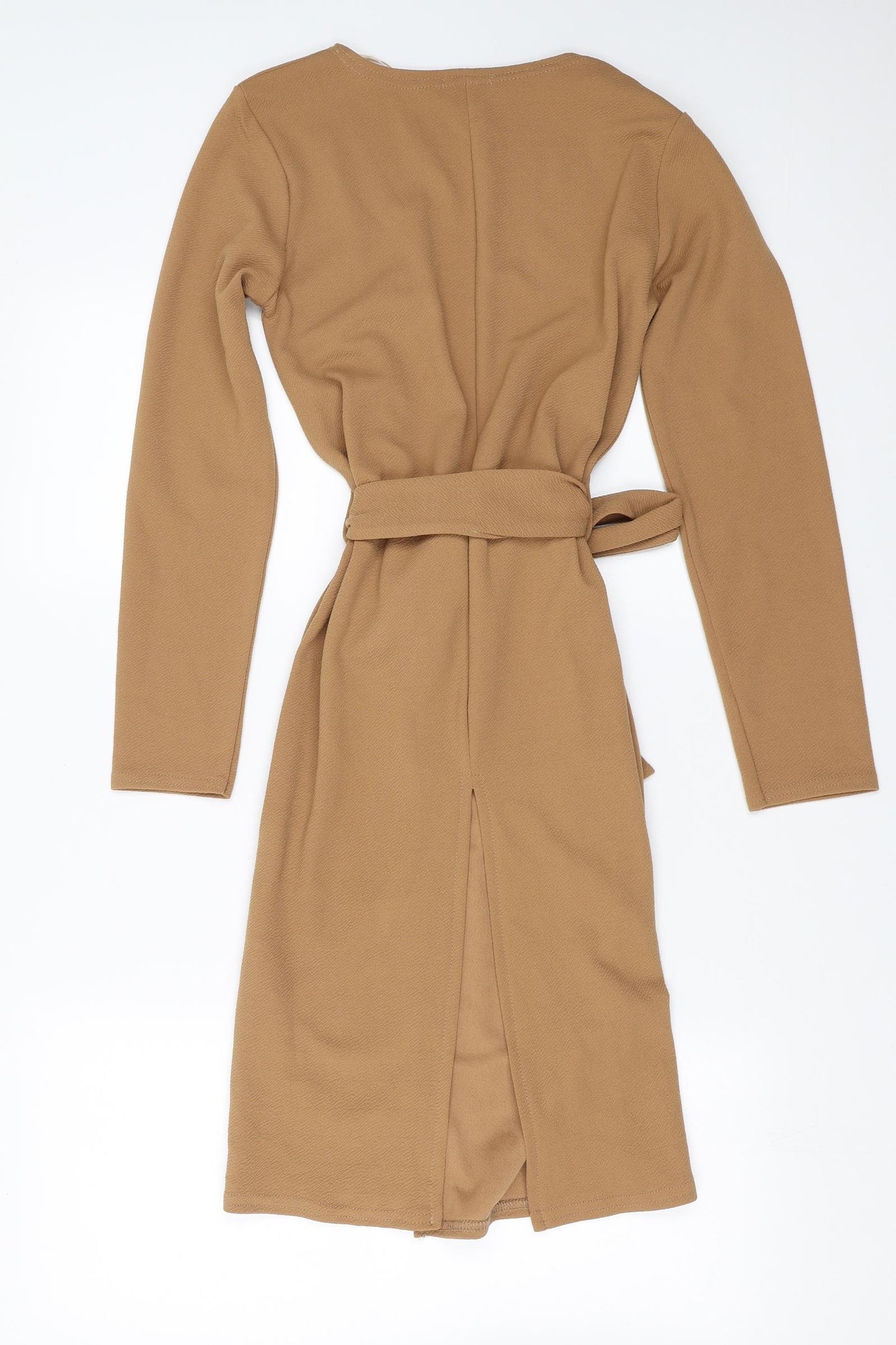 Boohoo Womens Beige   Overcoat Jacket Size S  - belted