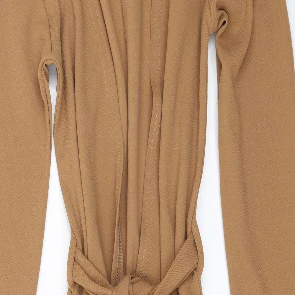 Boohoo Womens Beige   Overcoat Jacket Size S  - belted