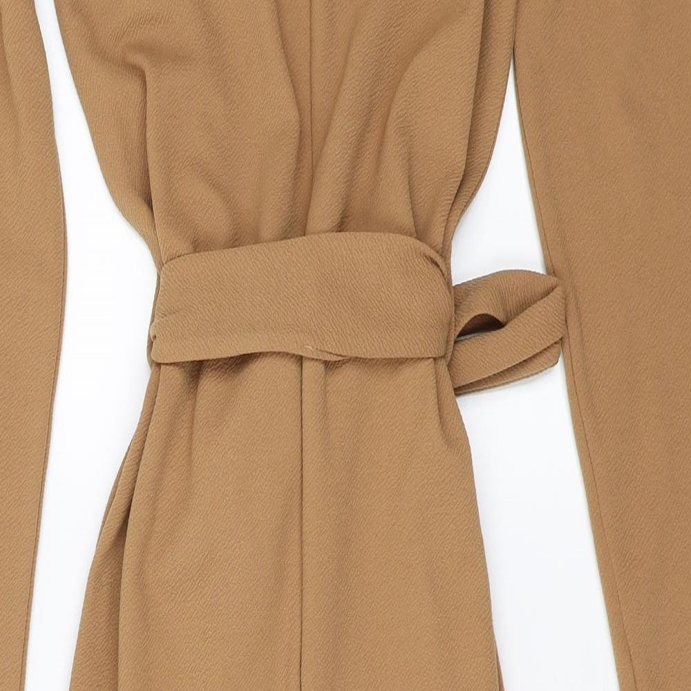 Boohoo Womens Beige   Overcoat Jacket Size S  - belted
