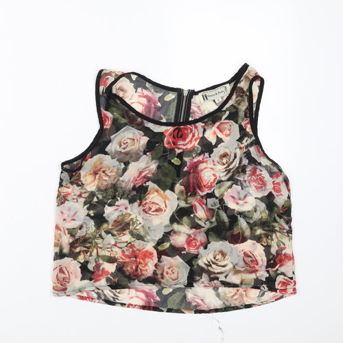 Hearts & Bows Womens Black Floral  Basic Blouse Size 8  - sheer