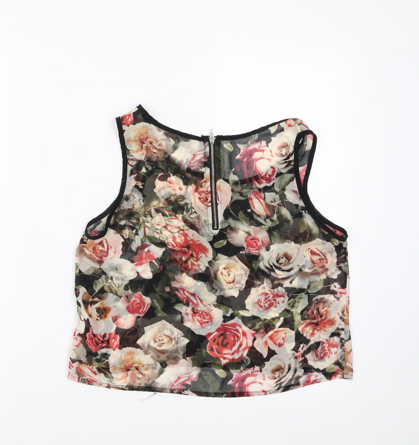 Hearts & Bows Womens Black Floral  Basic Blouse Size 8  - sheer