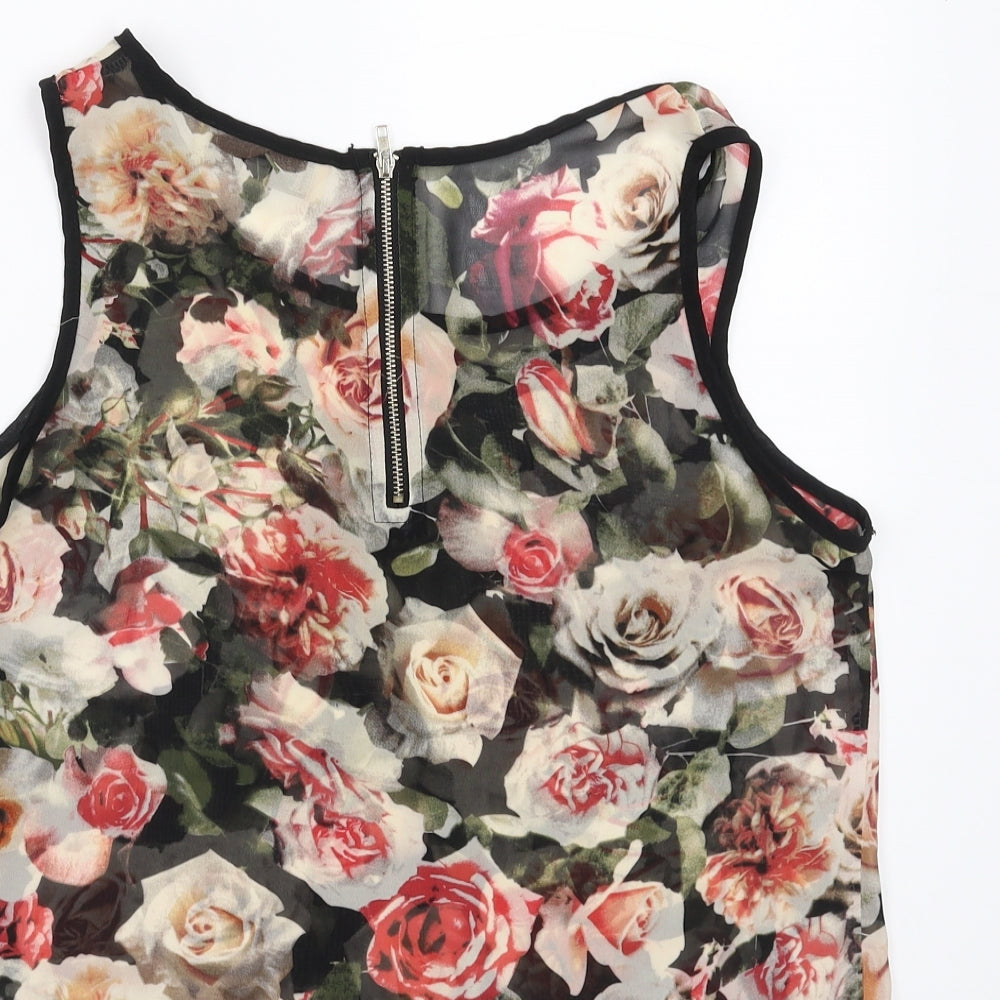 Hearts & Bows Womens Black Floral  Basic Blouse Size 8  - sheer